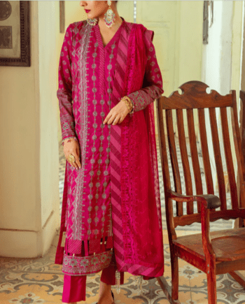 3 PCS CHIKANKARI EMBROIDERED LAWN SUIT LATEST COLLECTION 2022 (1043)