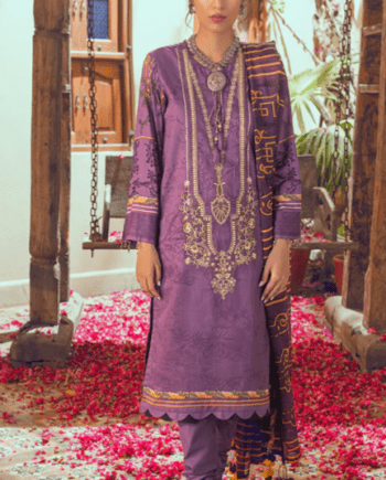3 pcs lawn embroidered stiched suit latest collection 3