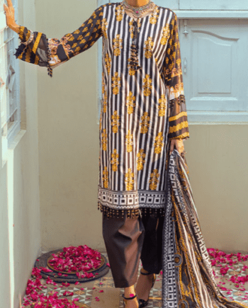 3 pcs lawn embroidered stiched suit latest collection 4