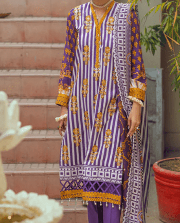 3 pcs lawn embroidered stiched suit latest collection 5