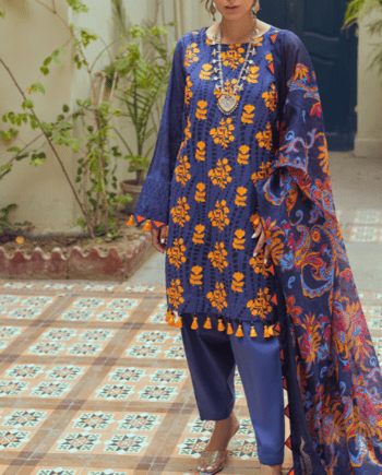 3 pcs lawn embroidered stiched suit latest collection 8