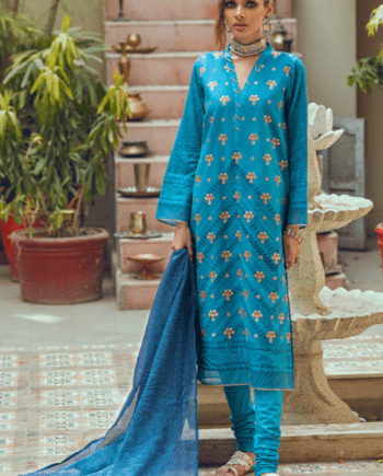3 pcs lawn embroidered stiched suit latest collection 9