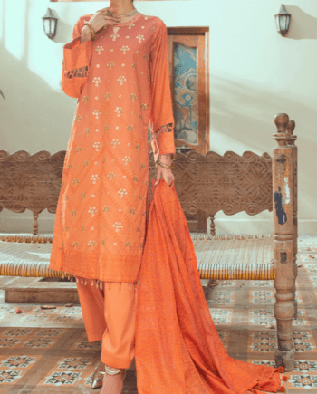 3 pcs lawn embroidered stiched suit latest collection 10