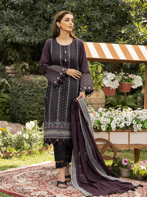 Pakistani Lawn Stitched Embroidered Dress