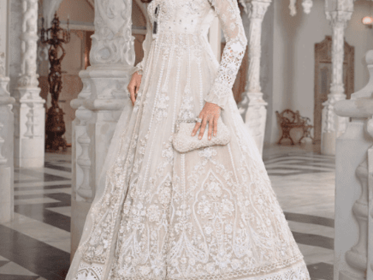 Maria B Hand Made Work Bridal Stitched Long Maxi Dress Salai Karai