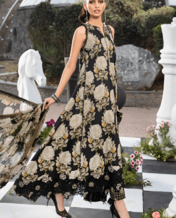 Maria B BLACK FLORAL LAWN DRESS LATEST COLLECTION 2023