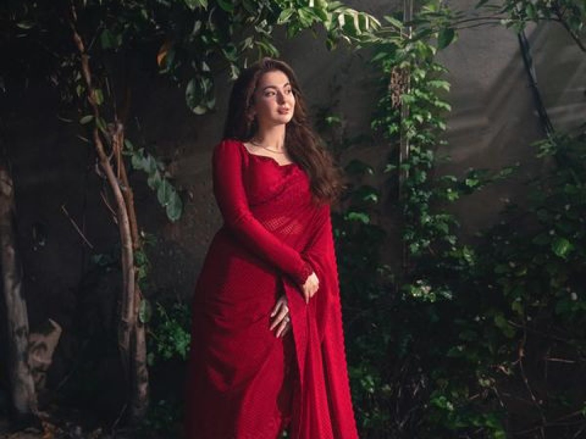 red hania amir bridal dress Hania Aamir Maroon Bridal Gown - Silk and Organza