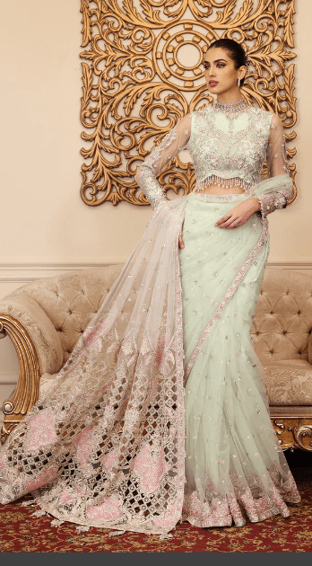 Hand Embellishment Work Saree Latest Weeding Collection 2024