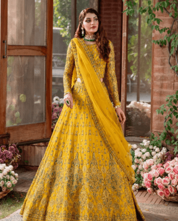 Mustard Yellow Mehndi Lehnga