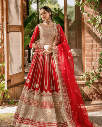 Red Raw Silk Ghagra