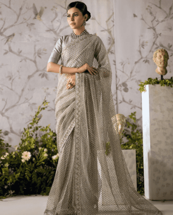 Smokey grey saree