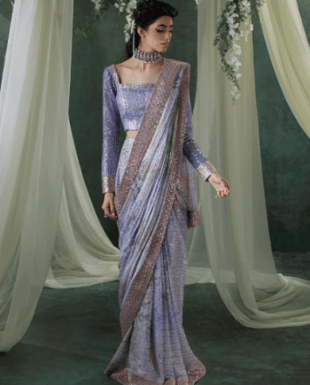 Lilac Sequins Saree