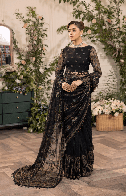 Black Net Saree Latest Collection 2024