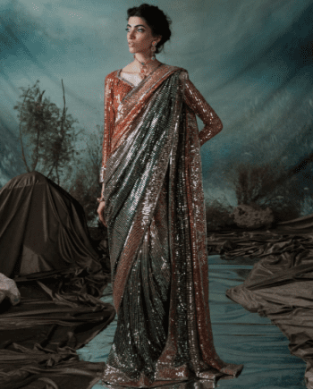 burnt orange saree