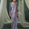 Lilac Sequins Saree front view with embroidered chiffon body