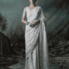 White sequin saree with shimmering details, perfect for weddings and parties.