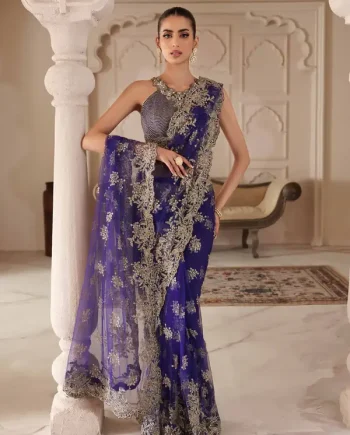 Gorgeous purple net sequin saree with intricate detailing