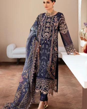 Blue chiffon shalwar kameez front view