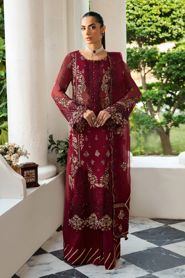 Buy Red Chiffon Salwar Kameez Online in USA - Salai Karai