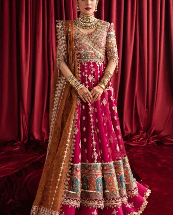 Qalamkar HR-04 Leela Pink Maxi Front View