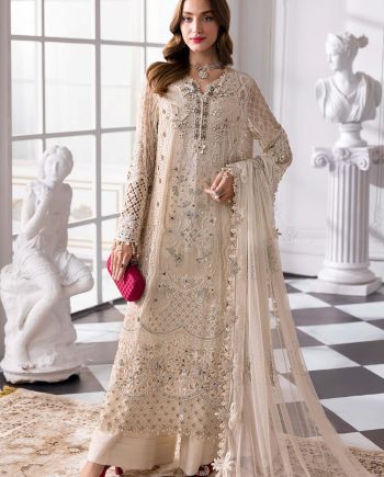 Beige Chiffon dress Latest Collection 2025