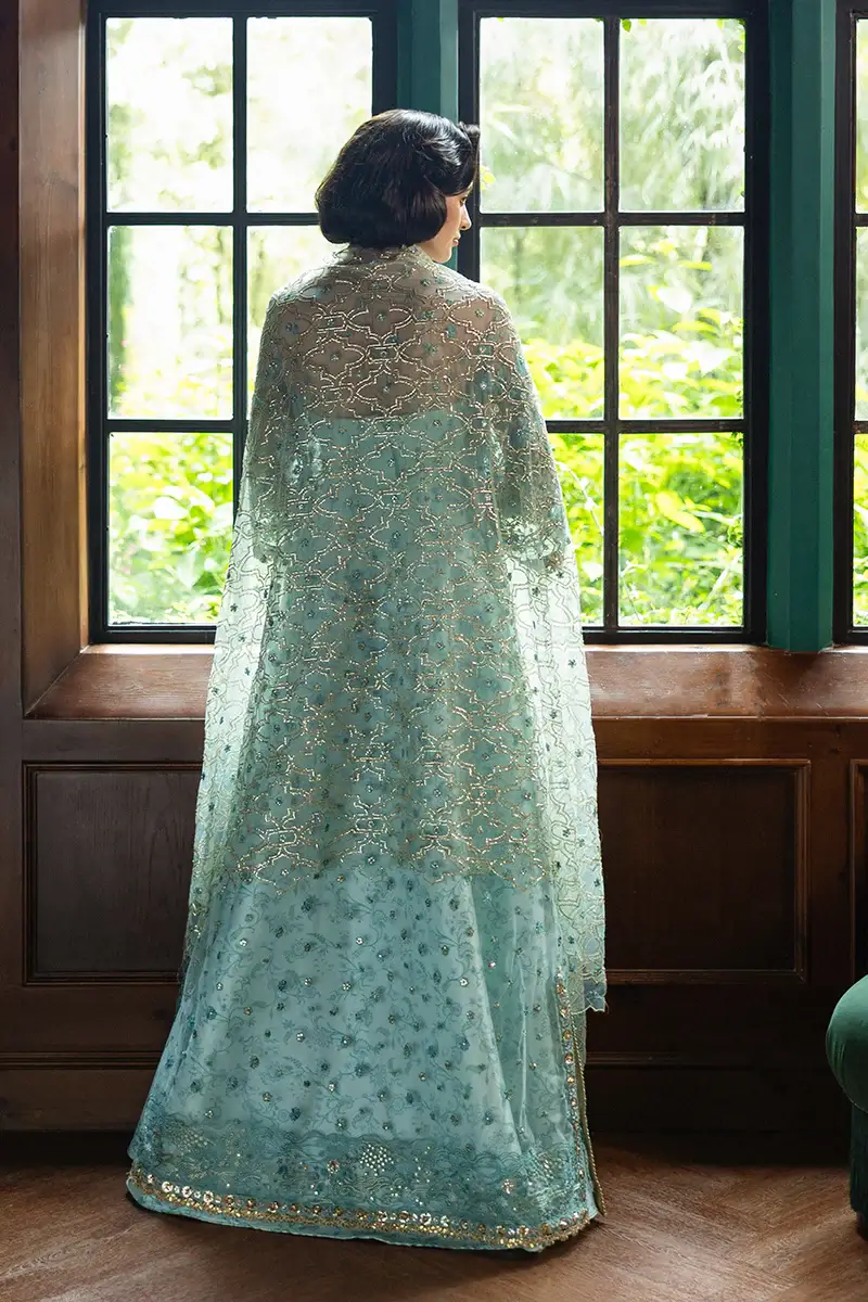 Mushq Endless Love Aqua Blue dress back view – Salai Karai USA