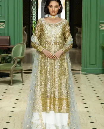 Mushq Only You White & Gold Embroidered Dress Front View