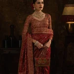 Luxury Maroon Velvet Embroidered Saree blouse close-up with zari and resham embroidery