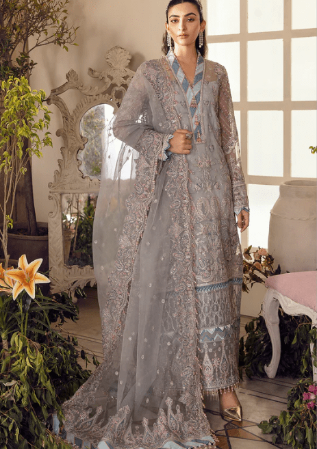 Party Wear Stiched Embroidered Organza Suit Fucia Collection 2022