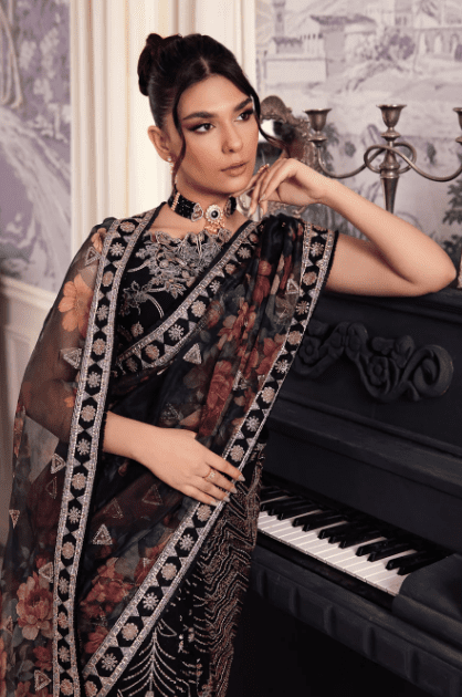 Alternative view of Black Georgette Saree Chiffon Saree Latest Collection 2025