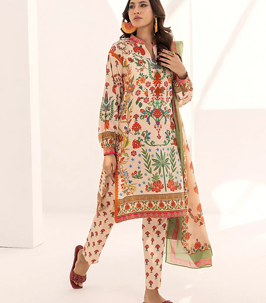 Asim Jofa Peach Lawn Printed Dress Latest Collection 2025