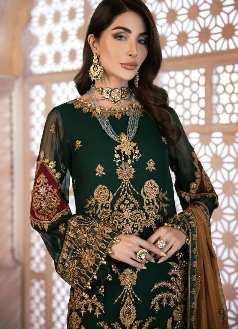 Alternative view of Party Wear Chiffon Stiched Embroidered Suit Latest Eid Collection 2022 (21-07)