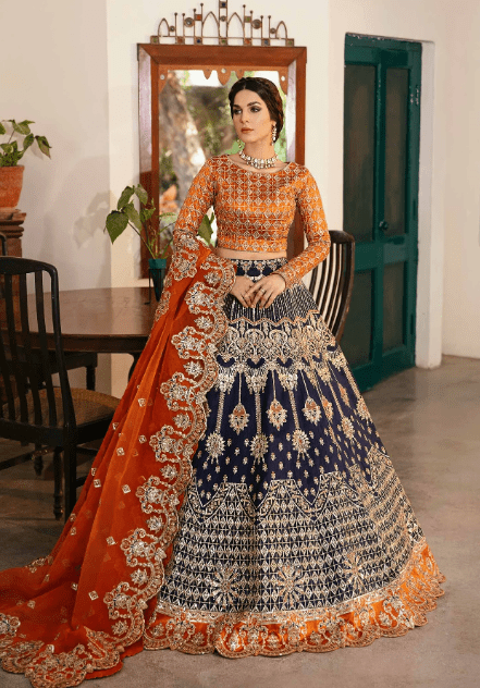 Rust Orange Bridal Lehenga Latest Wedding Collection 2024