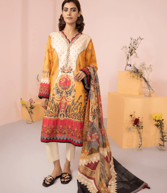 2 Pcs Printed Lawn Suit Latest Summer Collection 2022 (420)