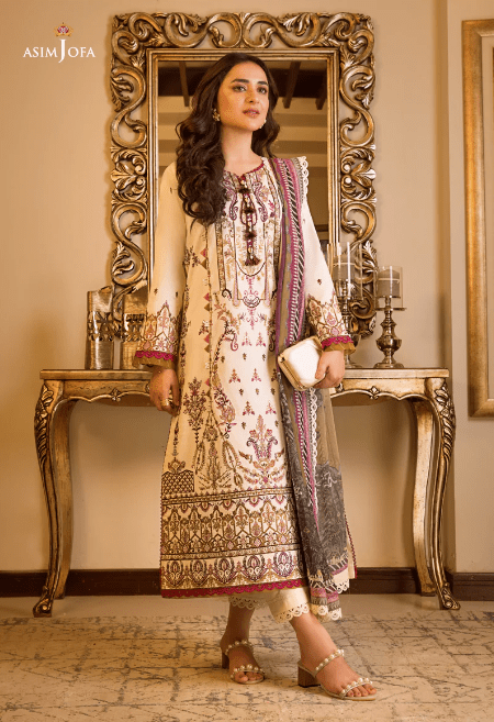 Asim Jofa Embroidered Lawn Stitched Suit AJRP-09