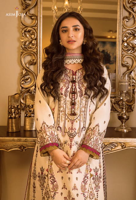 Alternative view of Asim Jofa Embroidered Lawn Stitched Suit AJRP-09