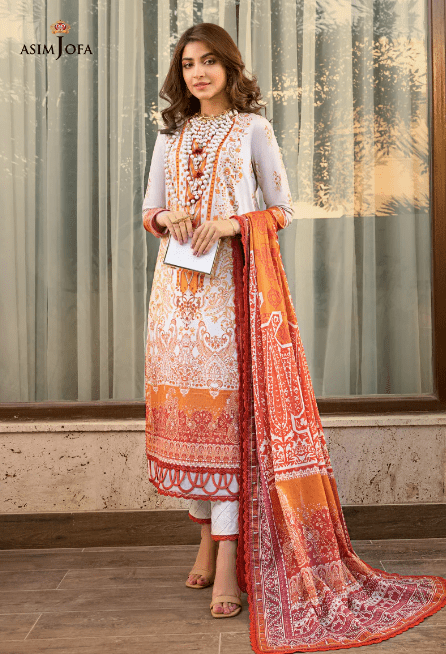 Asim Jofa Embroidered Stitched Lawn Suit AJRP-12