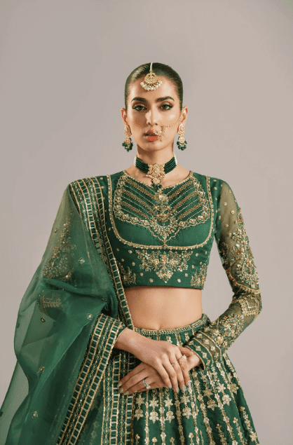 Alternative view of Green Lehenga For Wedding Latest Collection 2024