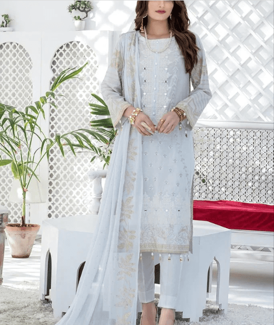 Fantasy White Mukesh Chiffon Dupatta Latest Collection 2022