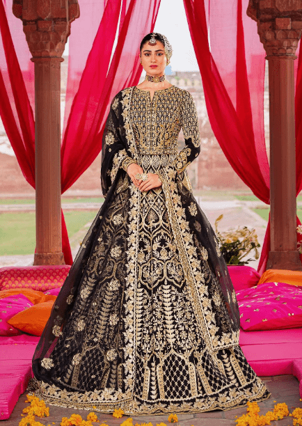 Black Long Maxi Dress with sleeve Latest Collection 2024