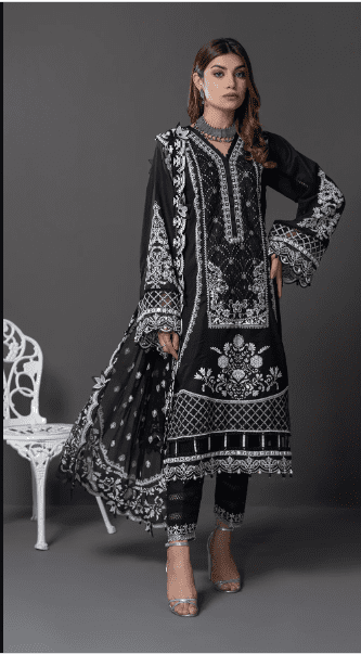 LUXURY BLACK LAWN SUIT LATEST COLLECTION 2O22
