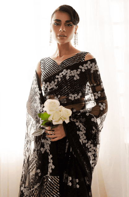 Alternative view of Buy Black and White Saree Online – Now Available in USA and UK