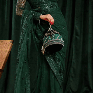 green emerald velvet dress Green Silk Saree & Kurta: Couple Dress Elegance