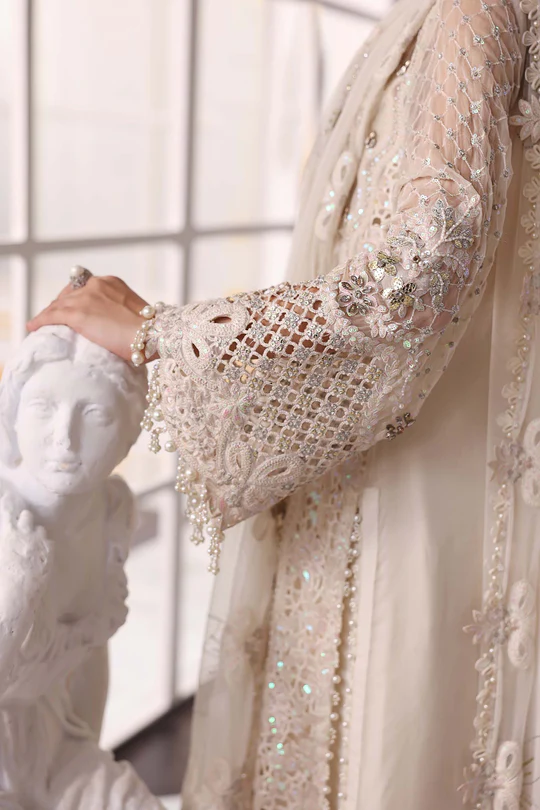 Alternative view of Beige Chiffon dress Latest Collection 2025