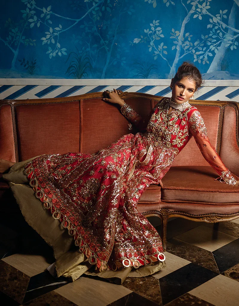 Alternative view of MUSHQ Red Carpet Lehenga – Luxury Red Net Party Wear USA