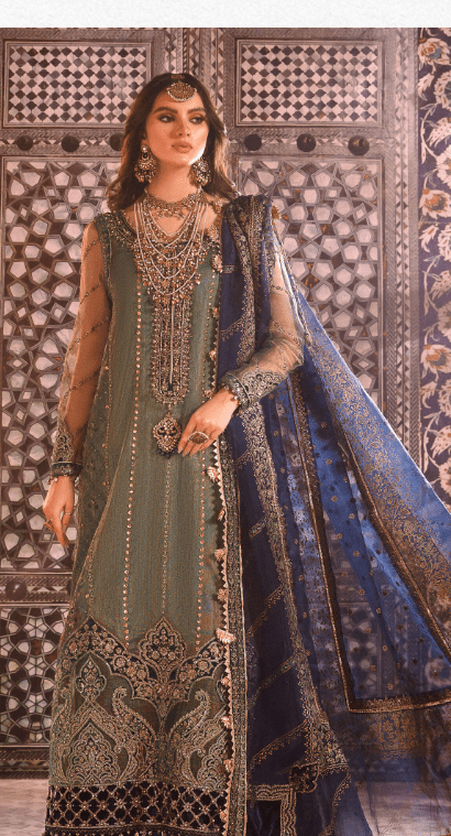 Maria B Stitched MBROIDERED Peacock Shades (BD-2508)