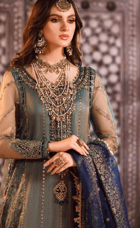 Alternative view of Maria B Stitched MBROIDERED Peacock Shades (BD-2508)