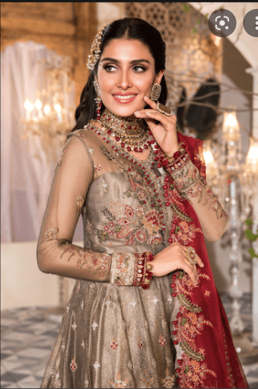 Alternative view of MARIA B STICHED MBROIDERED – Burnt Gold and Maroon (BD-2401)