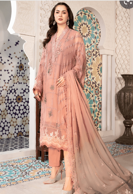 MARIA B MPC-21-104-Ash pink and Grey CHIFFON 2022
