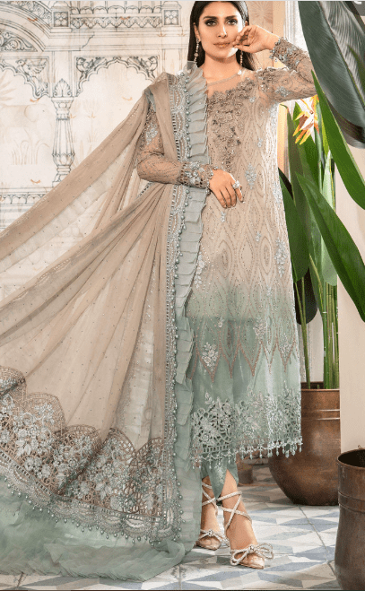 Alternative view of MARIA Stitched MBROIDERED – Coffee and Smoked Blue (BD-2405)